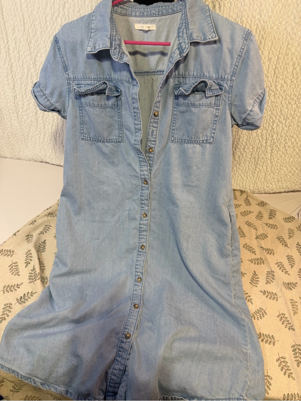 Maurices Light Blue Denim Button-Front Shirt Dress